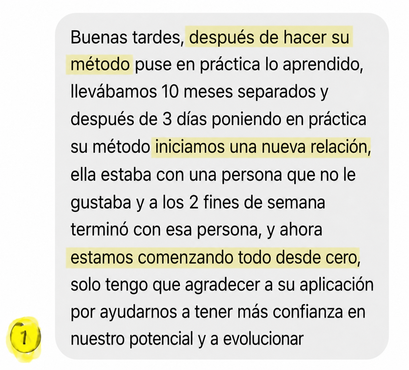 Testimonio real de un cliente por WhatsApp