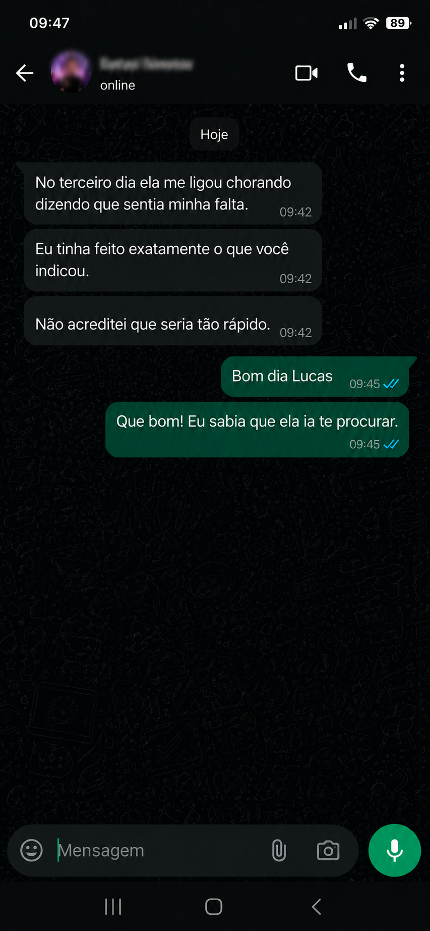 Conversa de Lucas W. no WhatsApp