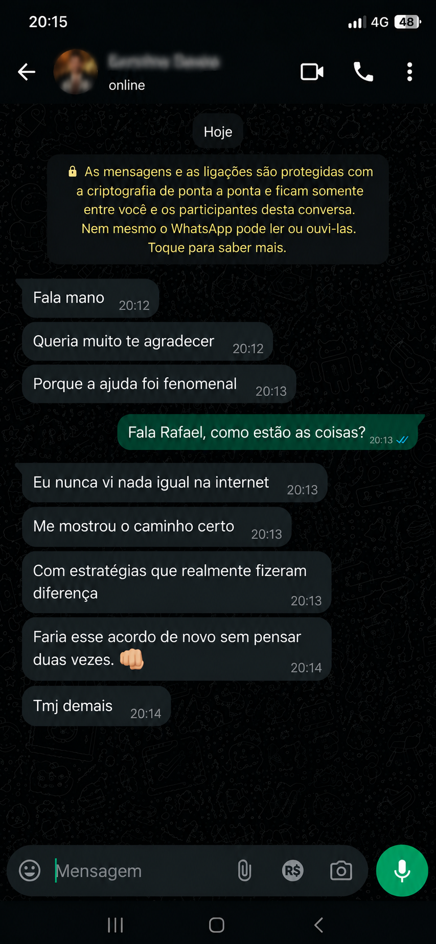 Conversa de Rafael M. no WhatsApp