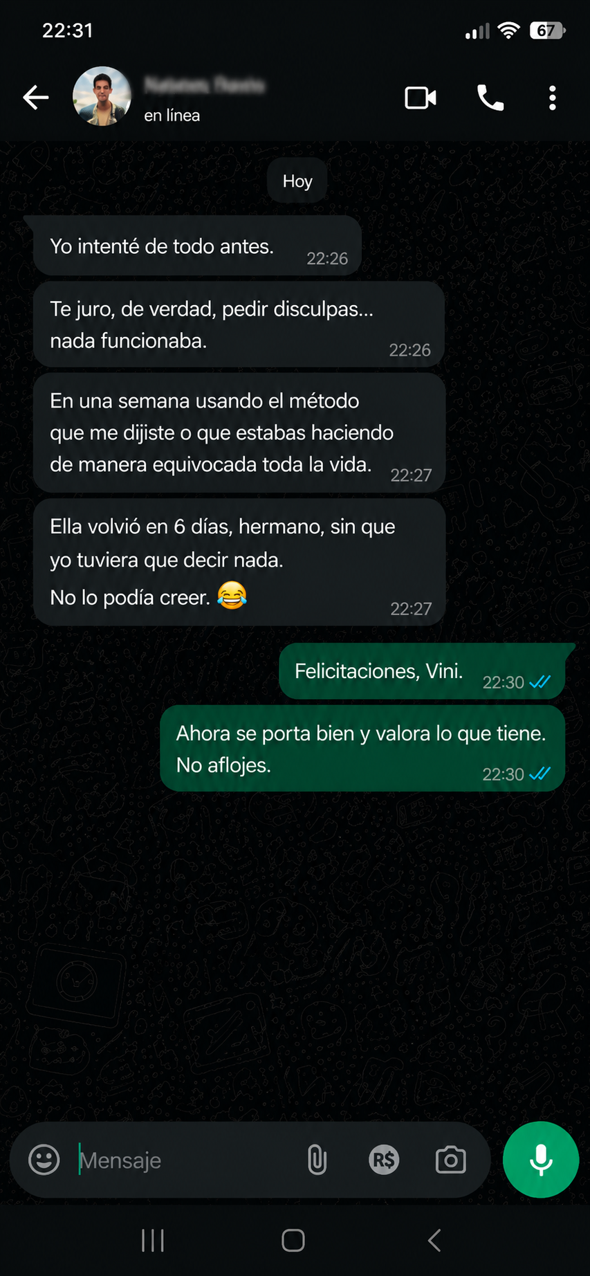 Conversación de Vini A. en WhatsApp