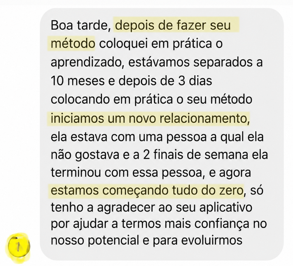 Depoimento real de cliente via WhatsApp